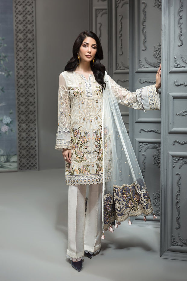 Pakistani White Chiffon Dress for Party complete Look