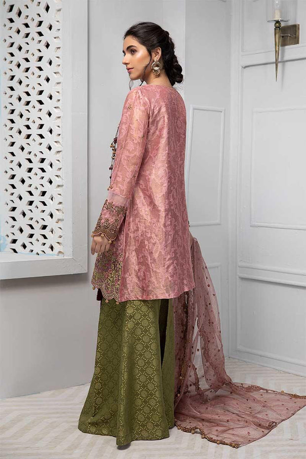 Pakistani angrakha dress in beautiful pink color # P2243
