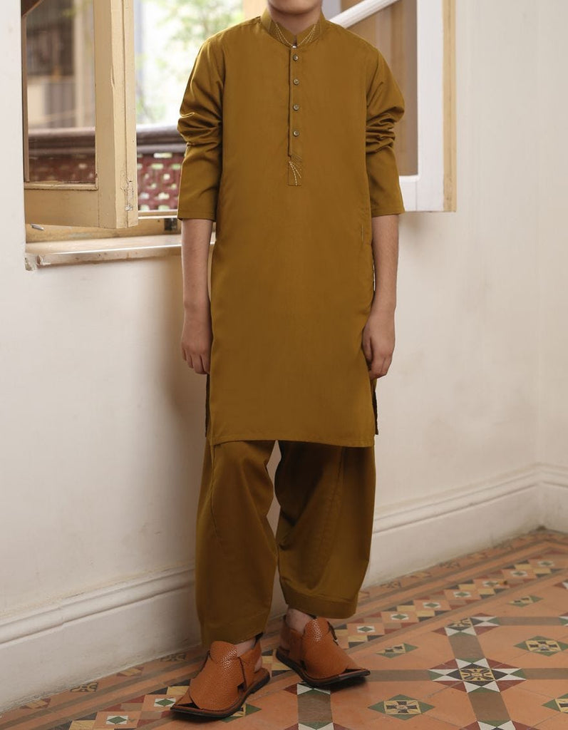 Beautiful Pakistani boys outfit in dark brown color K2301