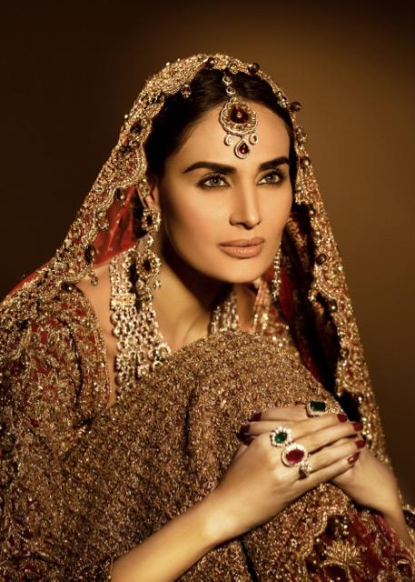 Latest Pakistani bridal outfit embroidered in carmine red color # B3383