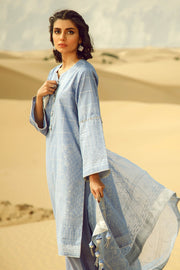 Latest Summer printed Pakistani casual lawn dress in blue color # P2503