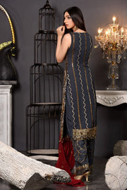 Pakistani Fancy Dress Of Dark Grey Colour 1
