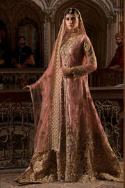 Beautiful Pakistani designer bridal dress in tea pink color # B3303