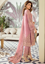 Latest Pakistani designer chiffon dress in lavender pink color # P2417