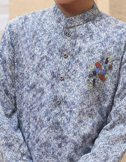 Graceful Pakistani designer kurta for boys in grey color # K2305