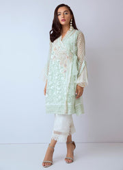 Latest Pakistani designer organza dress in aqua color