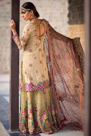 Elegant Pakistani designer outfit in vibrant gold color # B3322