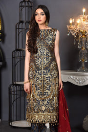 Pakistani Fancy Dress Of Dark Grey Colour