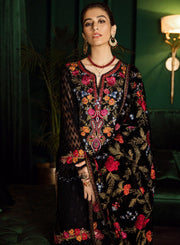 Beautiful Pakistani embroidered party dress in elegant black color # P2468