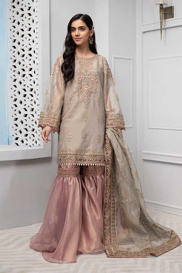 Beautiful Pakistani gharara dress in lavish beige color 