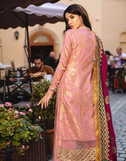 Beautiful Pakistani printed  jacquard dress in tea pink color # P2407
