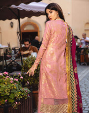 Beautiful Pakistani printed  jacquard dress in tea pink color # P2407