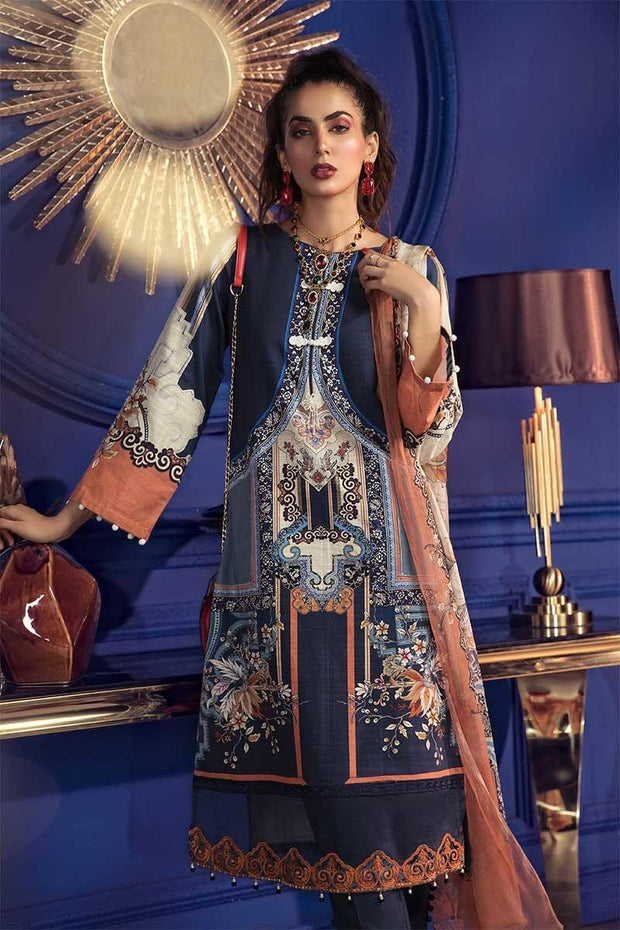 Beautiful Pakistani khaddar dress in dark blue color # P2363
