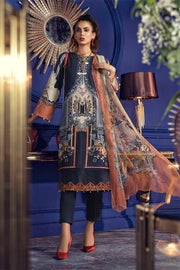 Beautiful Pakistani khaddar dress in dark blue color