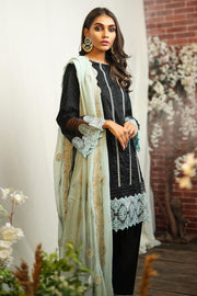 Pakistani lawn dress embroidered in elegant black color # P2263