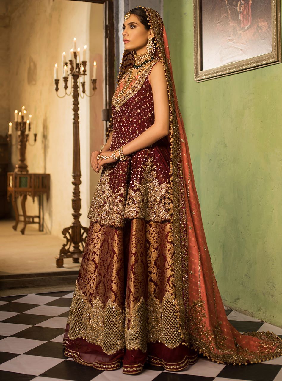 Heavily Embellished Maroon Designer Lehenga 2