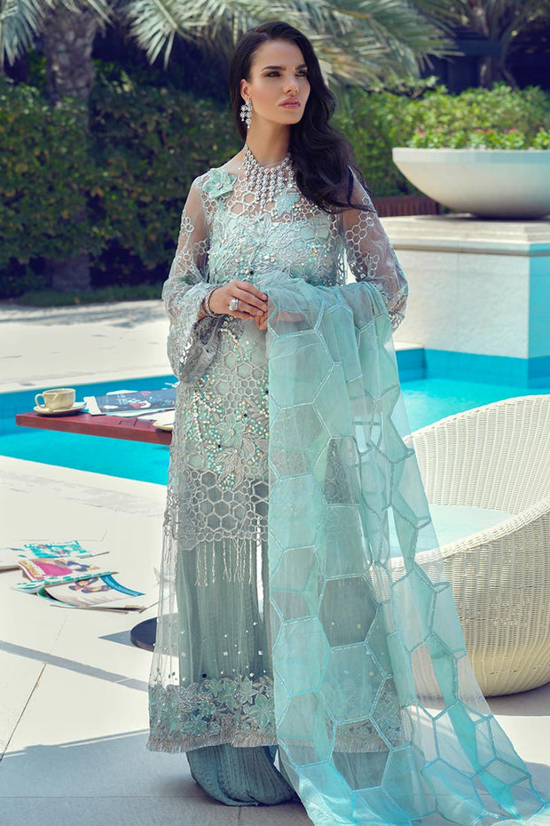 Latest designer Pakistani party outfit for party wear in mint color
