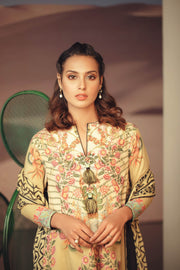 Latest Summer Pakistani printed lawn dress in olive green color # P2499
