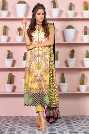 Latest Summer Pakistani printed lawn dress in olive green color # P2499