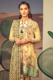 Latest Summer Pakistani printed lawn dress in olive green color # P2499