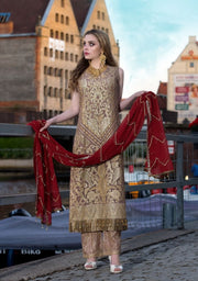 Beautiful Pakistani sequins embroidered outfit in brown color # P2308