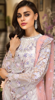 Pakistani thread embroidered dress in an elegant light color # P2258