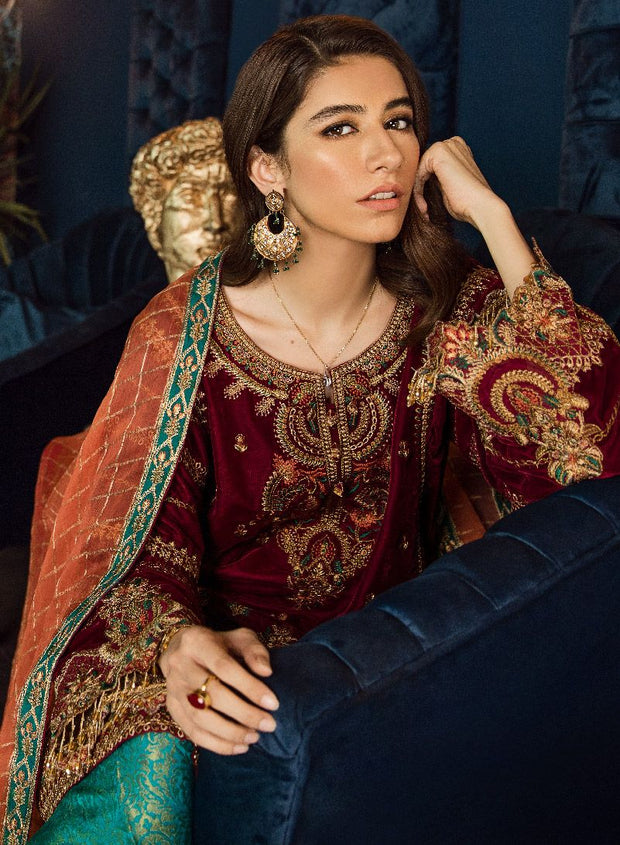 Velvet sales embroidered dress