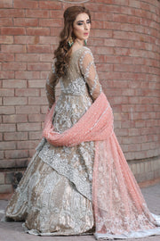 Latest beautiful Pakistani bridal outfit 2020 in rose gold color # B3460