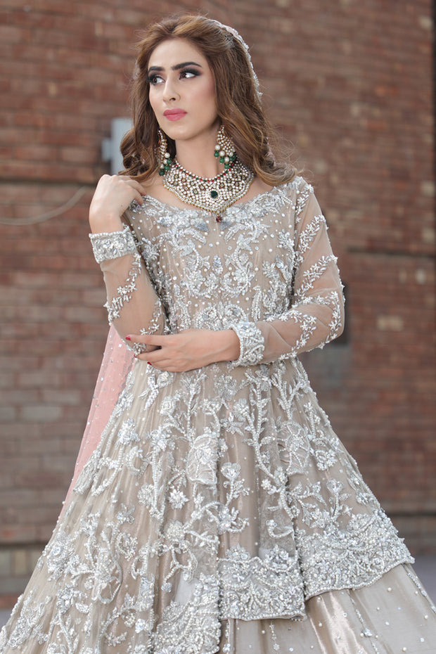 Latest beautiful Pakistani bridal outfit 2020 in rose gold color # B3460