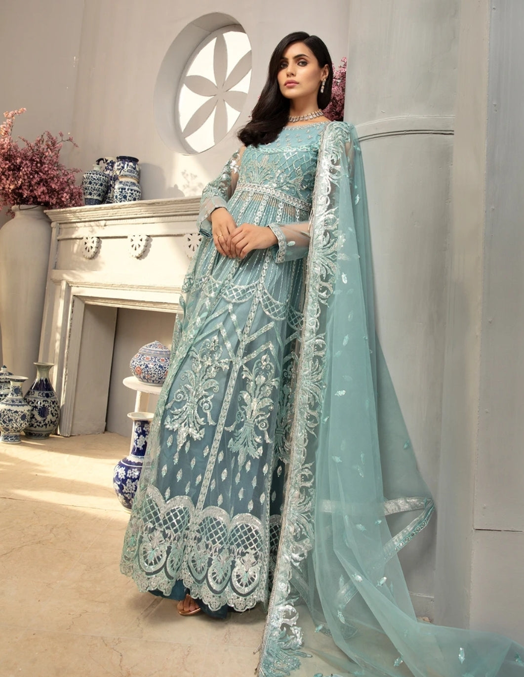 Pakistani long net maxi