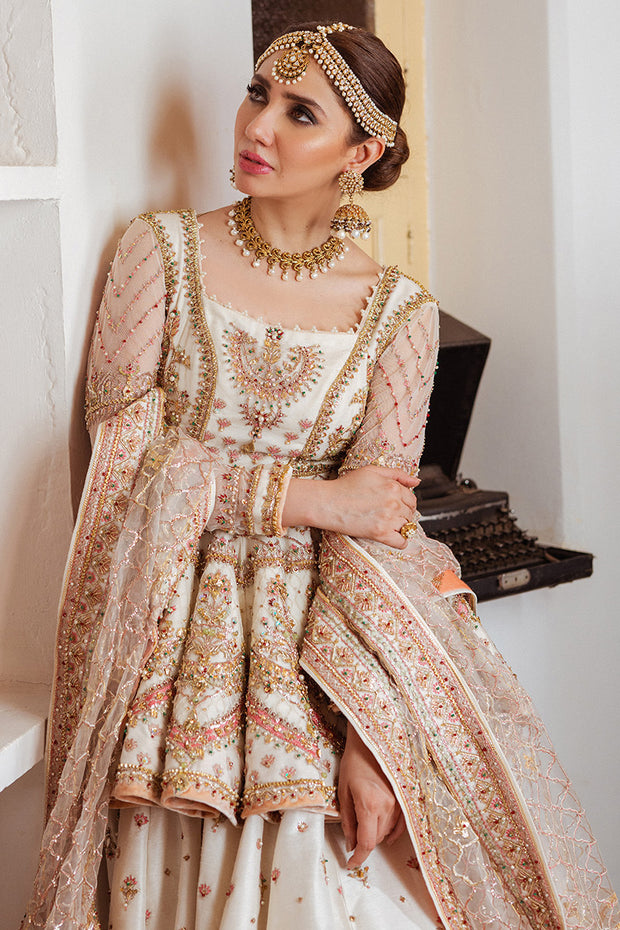 Silk Bridal Dress with organza lehenga