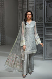 Pakistani Chiffon Party Wear in Grey Color