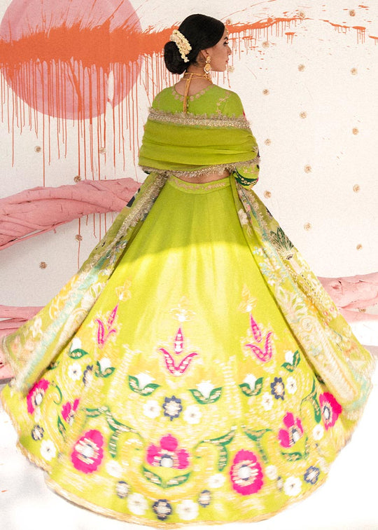 Raw Silk Parrot Green Lehenga Choli 