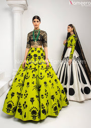 Parrot Green Lehenga in Pakistani Designer Wear