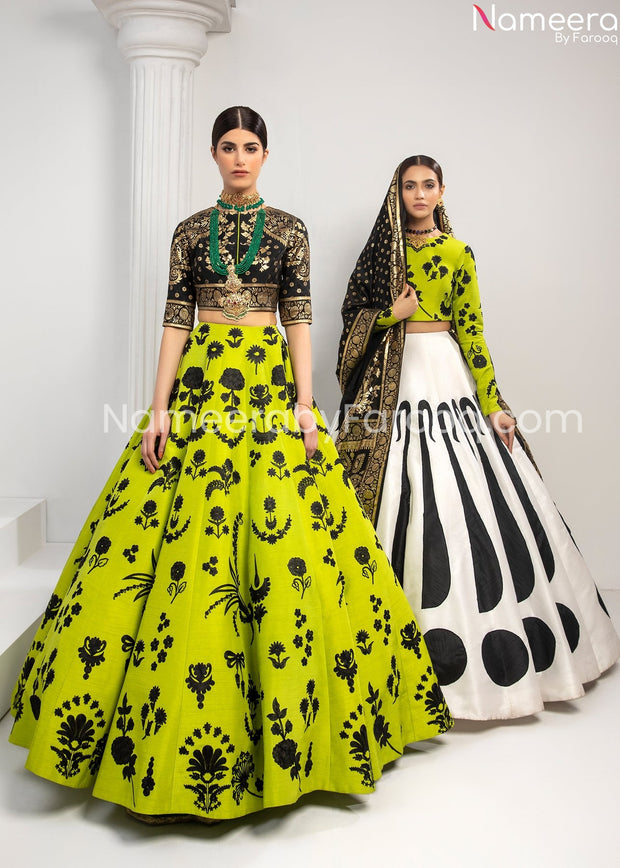 Parrot Green Lehenga in Pakistani Designer Wear 2021