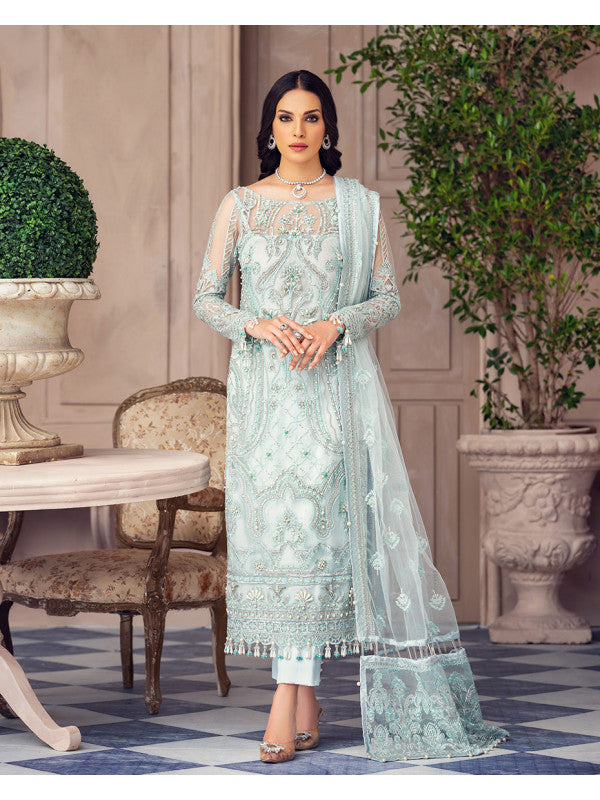 Party Dress Pakistani 2021 in Turquoise Color 