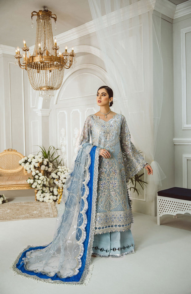 Party Dress Pakistani for Girls in Blue Shades #PF177 SMALL Party Dress Pakistani for Girls in Blue Shades #PF177 SMALL