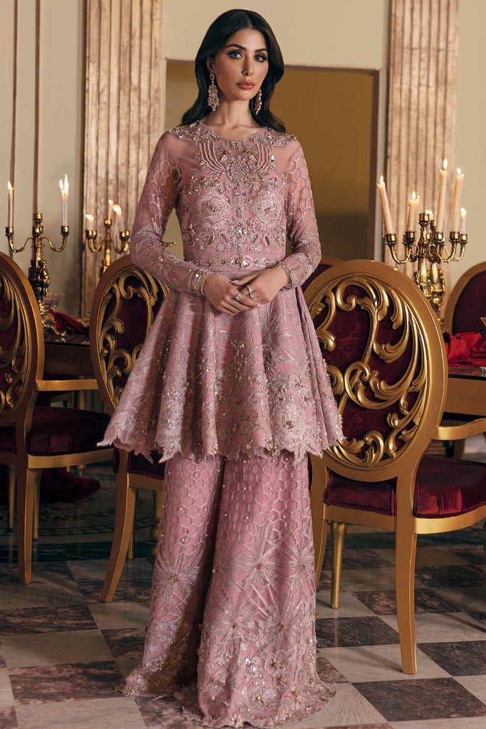 Party Dress Pakistani With Peplum In Pink Color #PF152