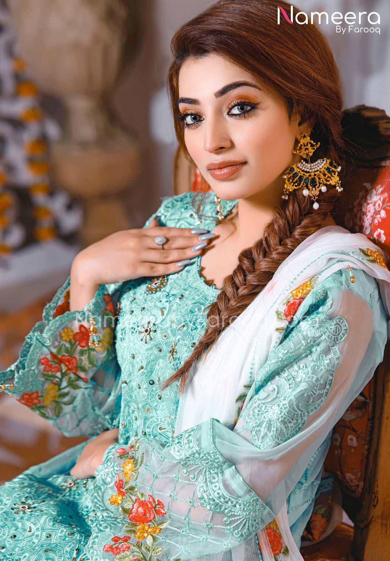 Party Pakistani Dress In Blue Color By Designer Online 2021 Nameera by Farooq