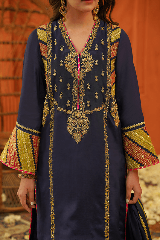 Party Wear Blue Salwar Kameez with Embroidery Latest