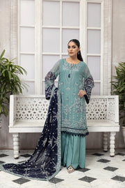 Party Wear Fancy Salwar Kameez in Blue Shade Designer