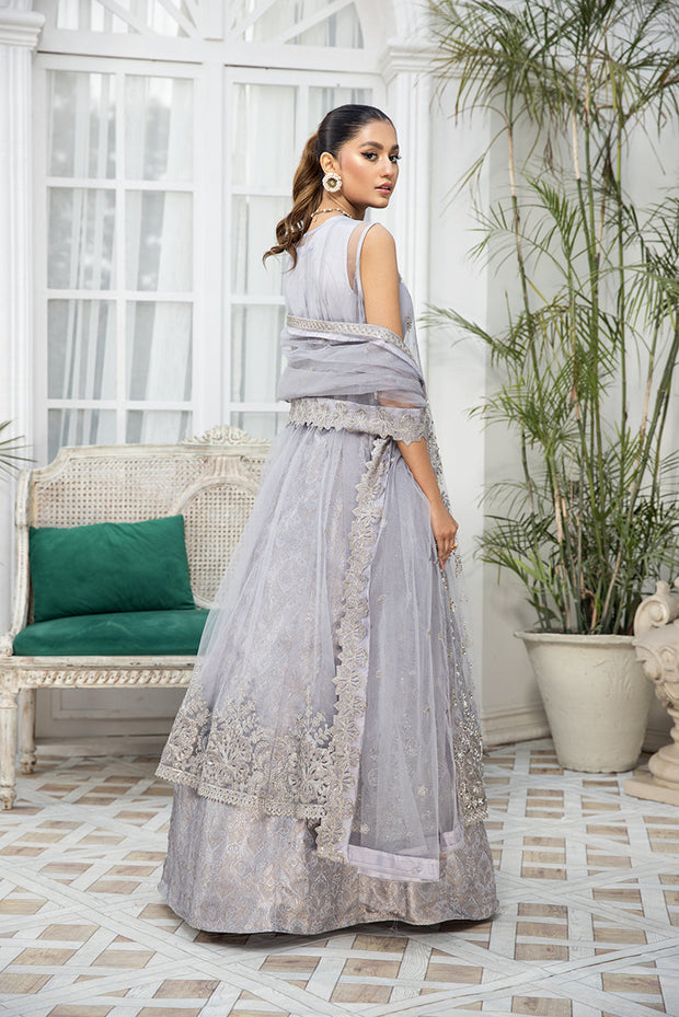 Party Wear Grey Pakistani Dress with Lehenga Latest