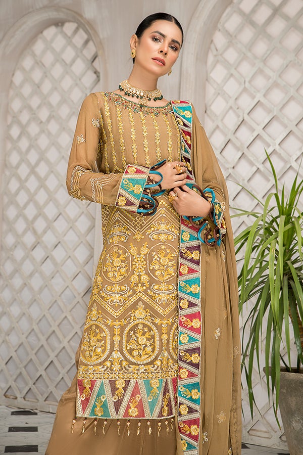 Party Wear Kameez Salwar Kameez in Beige Shade 2022
