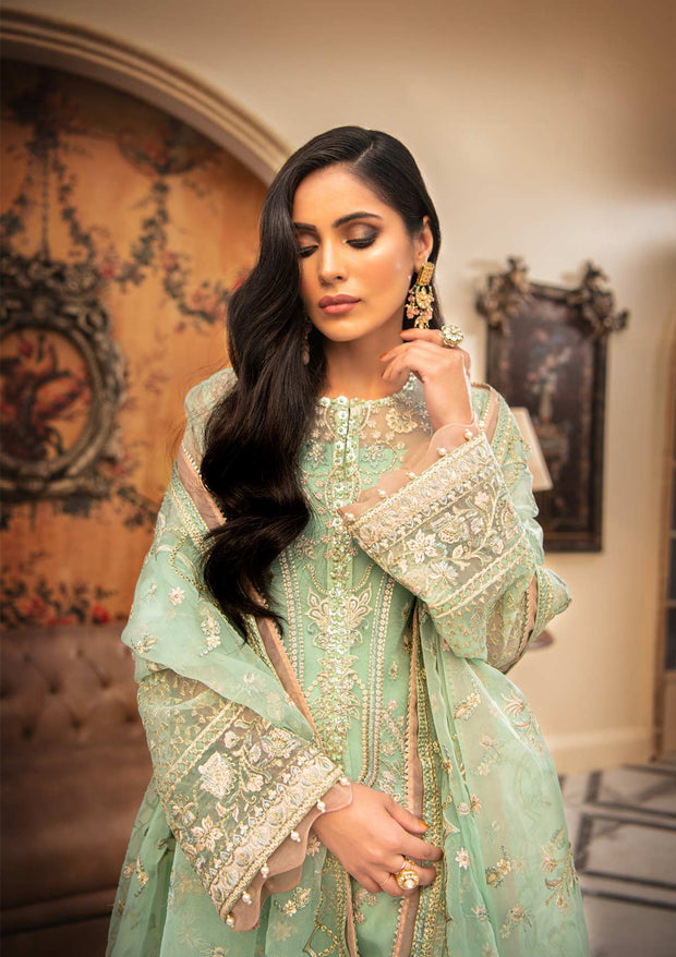 Party Wear Kameez Salwar in Mint Green Shade 2022