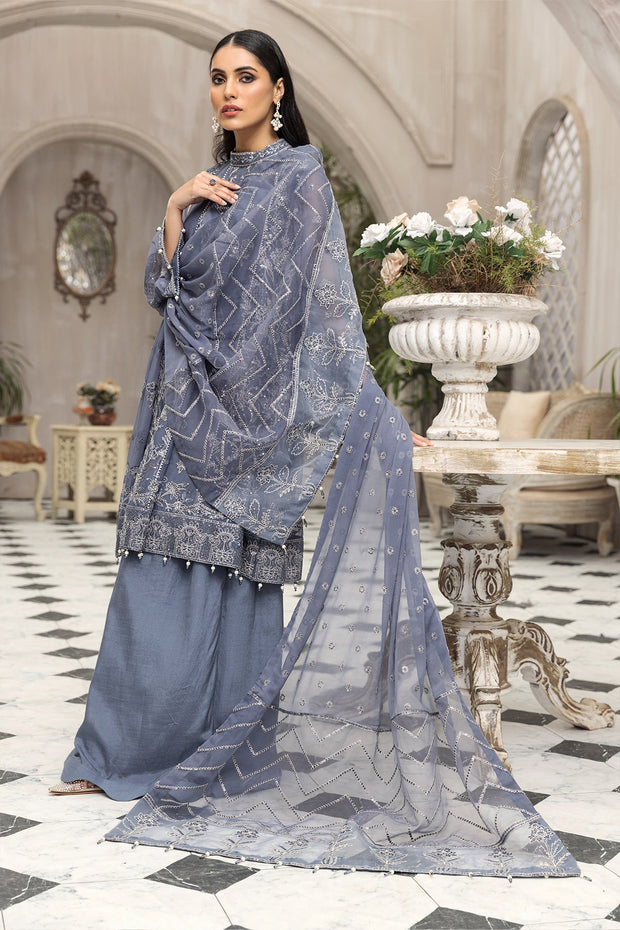 Party Wear Lehenga Choli in Grey Blue Shade Online