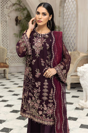 Party Wear Pakistani Chiffon Dress in Plum Shade 2022