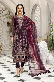 Party Wear Pakistani Chiffon Dress in Plum Shade Stylish