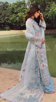 Party Wear Pakistani Dress in Sky Blue Shade 2021