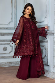 Party Wear Pakistani Frock Dress in Plum Shade