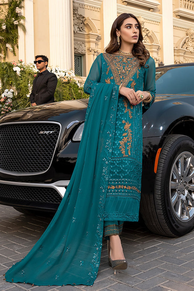 Party Wear Pakistani Salwar Kameez in Teal Shade
